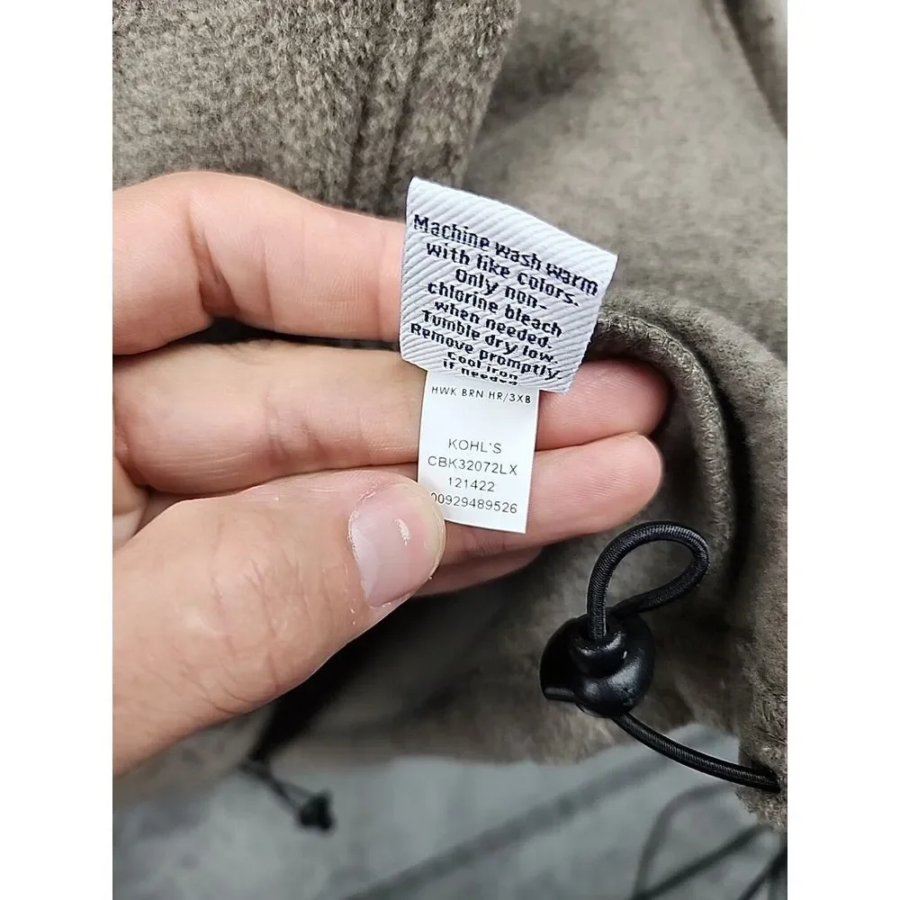 Croft & Barrow Arctic Fleece‎ Jacket Mens Size 3XB Brown Full Zip Chest Pocket - Picture 8 of 12